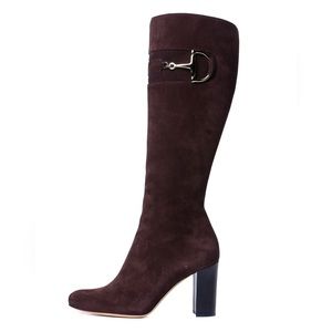 Gucci Hasler Brown Suede Horsebit Riding Boots - Like new